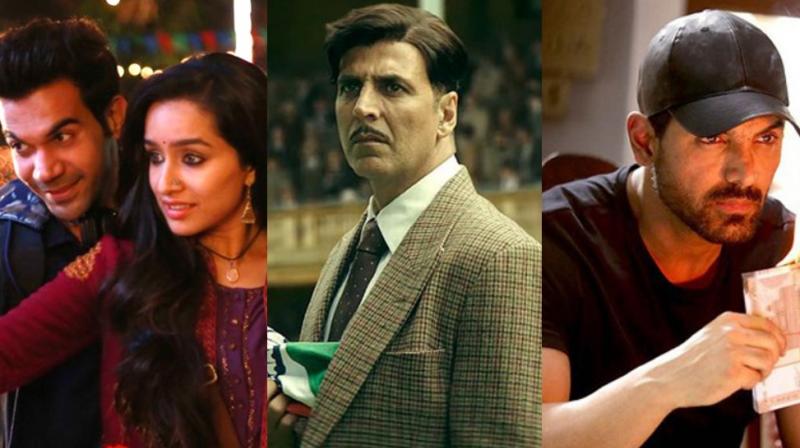 A still from 'Stree', 'Gold' and 'Satyameva Jayate'. A still from 'Stree', 'Gold' and 'Satyameva Jayate'.