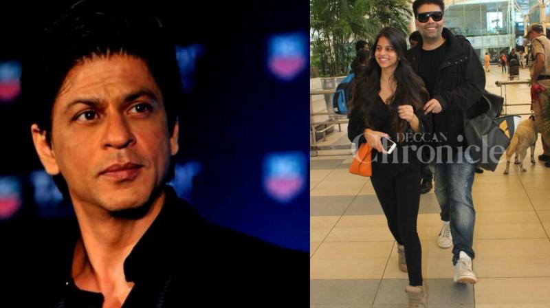 Suhana Khan with Karan Johar and Shah Rukh Khan. Suhana Khan with Karan Johar and Shah Rukh Khan.