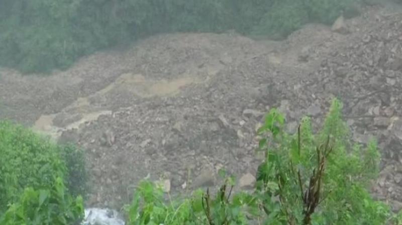 A local said that the farmers in the area have 'lost crops in the landslides'. (Photo: ANI) A local said that the farmers in the area have 'lost crops in the landslides'. (Photo: ANI)