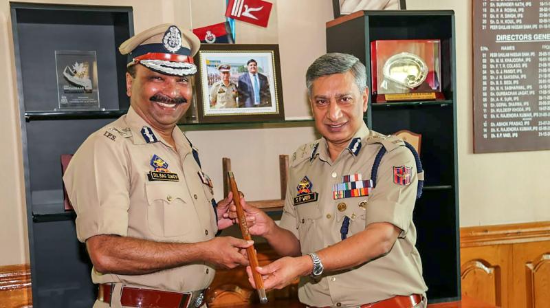 Singh, the IPS officer of 1987 batch, who is serving as the DG prisons for past several months has been given additional charge as the DGP of J&K. He took over as the new police chief on Friday. (Photo: PTI) Singh, the IPS officer of 1987 batch, who is serving as the DG prisons for past several months has been given additional charge as the DGP of J&K. He took over as the new police chief on Friday. (Photo: PTI)