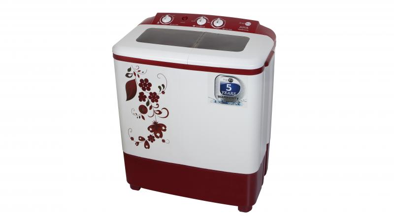 In the shade of Maroon, this semi-automatic washing machine is available in the stores across Punjab, Uttar Pradesh, Haryana and Delhi. In the shade of Maroon, this semi-automatic washing machine is available in the stores across Punjab, Uttar Pradesh, Haryana and Delhi.