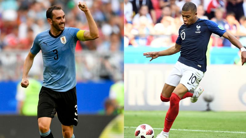 The mouth-watering last-eight tie is likely to be decided by a battle between Uruguay's stifling backline, led by captain Diego Godin, and the speed of Kylian Mbappe, 19. (Photo: AP / AFP) The mouth-watering last-eight tie is likely to be decided by a battle between Uruguay's stifling backline, led by captain Diego Godin, and the speed of Kylian Mbappe, 19. (Photo: AP / AFP)