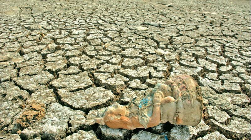 The dried up part of the polluted Korattur lake cries for attention (Photo: DC) The dried up part of the polluted Korattur lake cries for attention (Photo: DC)