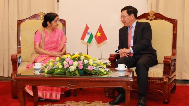 Sushma Swaraj co-chaired the 16th meeting of the Joint Commission along with the Vietnamese foreign minister. (Photo: Twitter | @AmbHanoi) Sushma Swaraj co-chaired the 16th meeting of the Joint Commission along with the Vietnamese foreign minister. (Photo: Twitter | @AmbHanoi)
