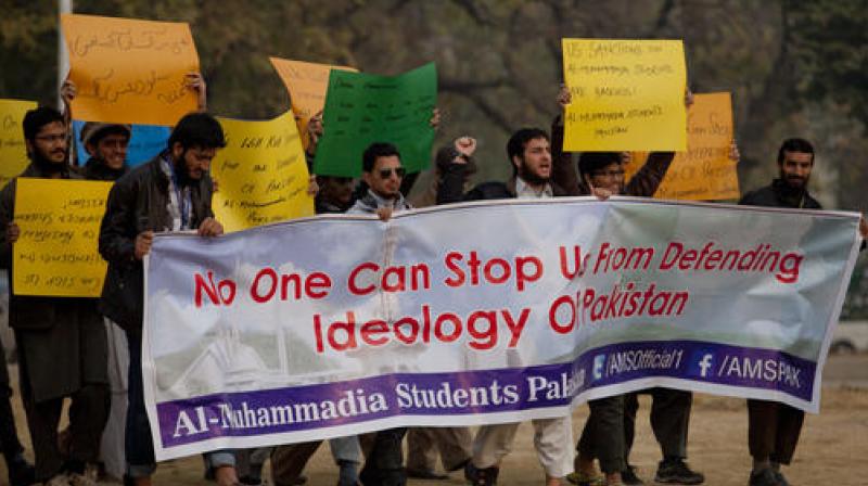 Pakistani students affiliated with Lashkar-e-Taiba shout anti-American slogans at a rally in Islamabad. (Photo: AP) Pakistani students affiliated with Lashkar-e-Taiba shout anti-American slogans at a rally in Islamabad. (Photo: AP)