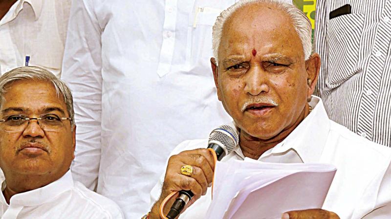 State BJP chief B.S. Yeddyurappa addresses reporters in Kalaburagi on Thursday State BJP chief B.S. Yeddyurappa addresses reporters in Kalaburagi on Thursday