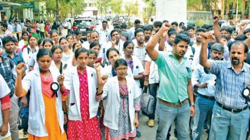 Government doctors in Tamil Nadu have been boycotting work demanding a 50 per cent reservation for them in admission to post-graduate medical courses in the state. (Photo: DC/Representational Image) Government doctors in Tamil Nadu have been boycotting work demanding a 50 per cent reservation for them in admission to post-graduate medical courses in the state. (Photo: DC/Representational Image)