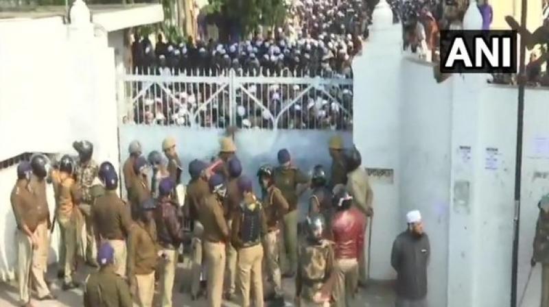 \There was stone pelting for about 30 seconds when around 150 people had come out to protest and raise slogans. The situation is normal now. Students are going back to their classrooms,\ said Kalanidhi Naithani, Superintendent of Police, Lucknow. (Photo: ANI)