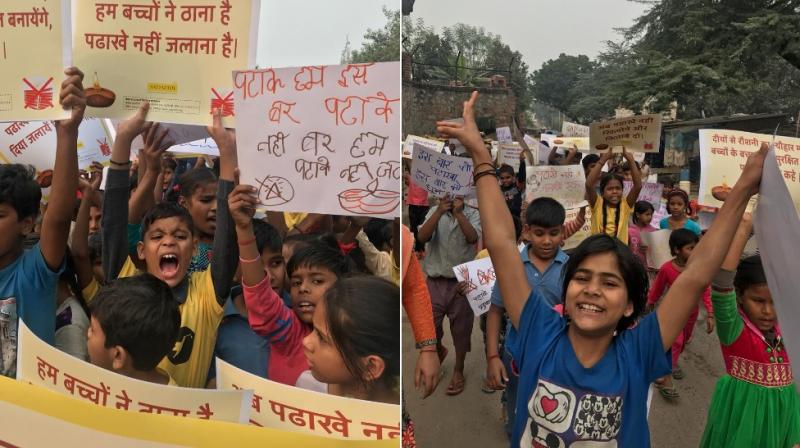 Foundation has been mobilizing and training kids over last many weeks, ahead of Diwali to spread awareness on harmful impact of fire crackers on health of children, adults and environment. Foundation has been mobilizing and training kids over last many weeks, ahead of Diwali to spread awareness on harmful impact of fire crackers on health of children, adults and environment.
