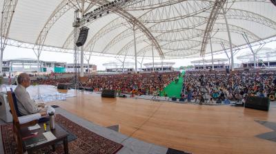 Spiritual leader Daaji during one of the sessions of Heartfulness meditation (By arrangement)