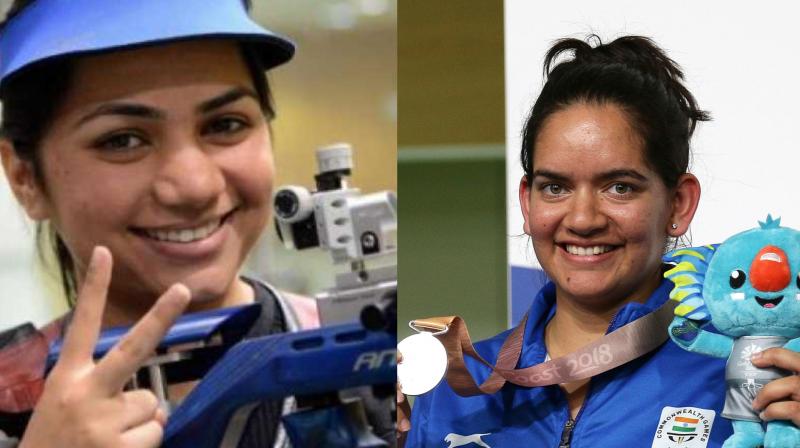 Both Chandela (Left) and Moudgil's (Right) sequence of scores in the finals included quite a few high 10s, an indication that the two were shooting well. (Photo: PTI / AP) Both Chandela (Left) and Moudgil's (Right) sequence of scores in the finals included quite a few high 10s, an indication that the two were shooting well. (Photo: PTI / AP)