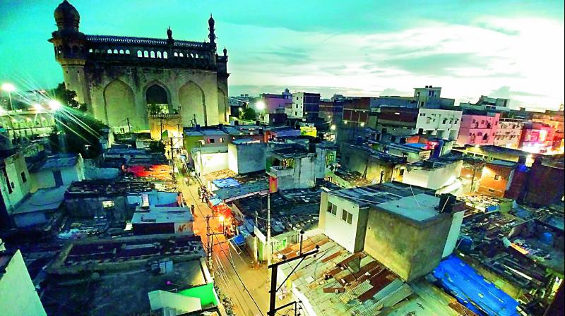 The Muhajireen camp behind the Macca Masjid that is presently home to 160 families. The Muhajireen camp behind the Macca Masjid that is presently home to 160 families.