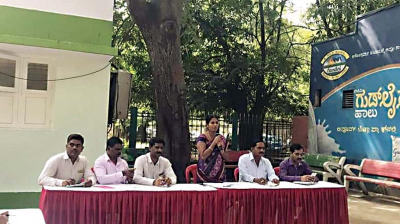 Mayor Gangambike participating in the ward committee meeting at her Jayanagar ward on Saturday. Mayor Gangambike participating in the ward committee meeting at her Jayanagar ward on Saturday.