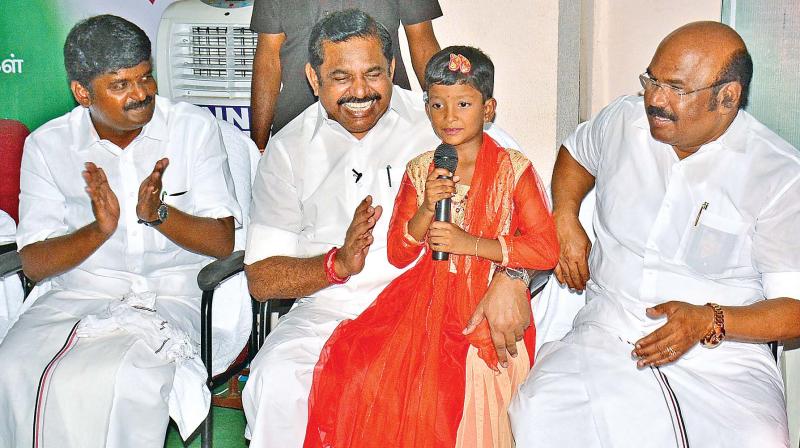 Chief Minister Edappadi K. Palaniswami at function held to mark the successful completion of 200th cochlear implant surgery at the Rajiv Gandhi Government General Hospital in Chennai on Tuesday. CM also assured AIIMS will come up in Tamil Nadu soon (Photo: DC) Chief Minister Edappadi K. Palaniswami at function held to mark the successful completion of 200th cochlear implant surgery at the Rajiv Gandhi Government General Hospital in Chennai on Tuesday. CM also assured AIIMS will come up in Tamil Nadu soon (Photo: DC)