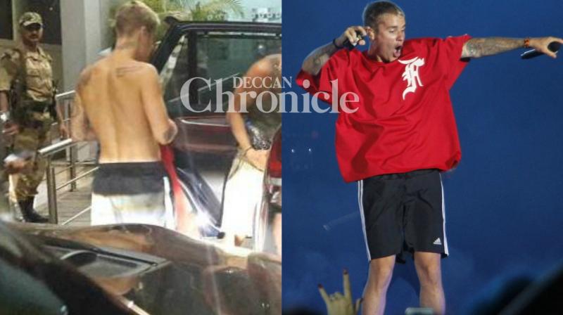 Justin Bieber at the Mumbai airport on Thursday (L) and during his concert (R). (Photos: Viral Bhayani) Justin Bieber at the Mumbai airport on Thursday (L) and during his concert (R). (Photos: Viral Bhayani)