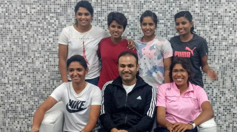 Virender Sehwag took to Twitter to share a photo of him posing with some of the ICC Women's World Cup stars. (Photo: Twitter / Virender Sehwag) Virender Sehwag took to Twitter to share a photo of him posing with some of the ICC Women's World Cup stars. (Photo: Twitter / Virender Sehwag)