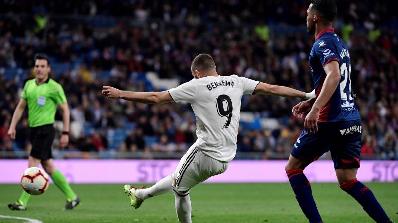 Benzema was on hand to break Huesca hearts with his 14th league goal of the season, which gives Zidane two wins from his first two matches back in charge. (Photo: AFP) Benzema was on hand to break Huesca hearts with his 14th league goal of the season, which gives Zidane two wins from his first two matches back in charge. (Photo: AFP)