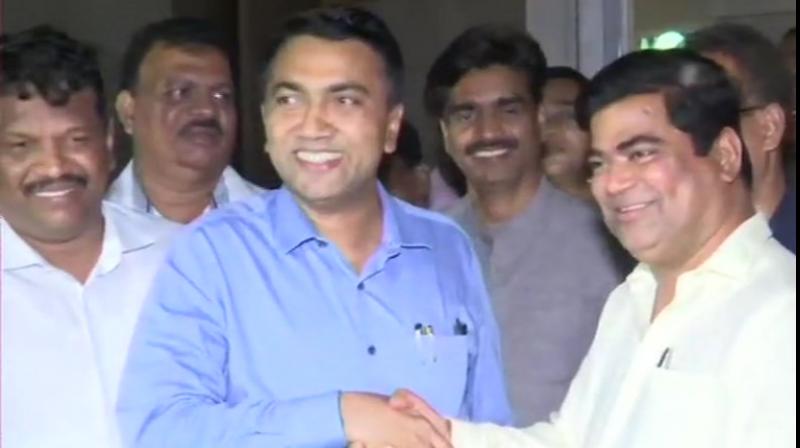 Goa CM Pramod Sawant with the incumbent Leader of Opposition Chandrakant Kavlekar. (Photo: ANI) Goa CM Pramod Sawant with the incumbent Leader of Opposition Chandrakant Kavlekar. (Photo: ANI)