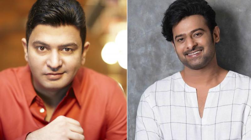 Bhushan Kumar and Prabhas. Bhushan Kumar and Prabhas.