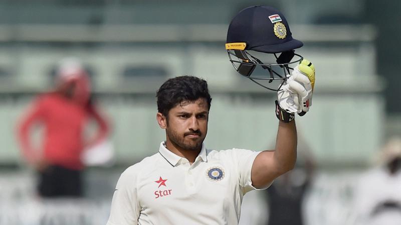 Karun Nair, playing his third Test, having made his debut in this series only at Mohali, smashed 32 fours and four sixes in his historic 303-run innings in Chennai. (Photo: PTI) Karun Nair, playing his third Test, having made his debut in this series only at Mohali, smashed 32 fours and four sixes in his historic 303-run innings in Chennai. (Photo: PTI)