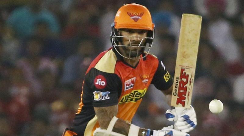 Shikhar Dhawan celebrated his inclusion in India's Champions Trophy squad with a match-winning fifty for Sunrisers Hyderabad against Mumbai Indians at the Rajiv Gandhi International Stadium in Uppal. (Photo: PTI) Shikhar Dhawan celebrated his inclusion in India's Champions Trophy squad with a match-winning fifty for Sunrisers Hyderabad against Mumbai Indians at the Rajiv Gandhi International Stadium in Uppal. (Photo: PTI)