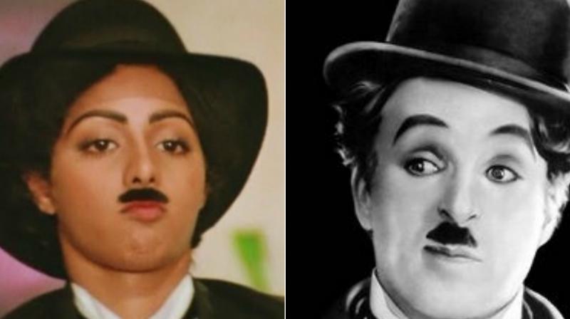 Sridevi and Charlie Chaplin. Sridevi and Charlie Chaplin.