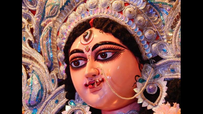 According to epics, Durga is Swayambhu and takes rest in Dhana Konda in a small, baby avatar. According to epics, Durga is Swayambhu and takes rest in Dhana Konda in a small, baby avatar.