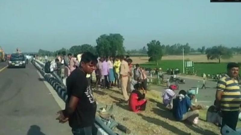 The accident happened near Devkhari village which comes under the Bangarmau police station. (Photo: Twitter/ ANI) The accident happened near Devkhari village which comes under the Bangarmau police station. (Photo: Twitter/ ANI)