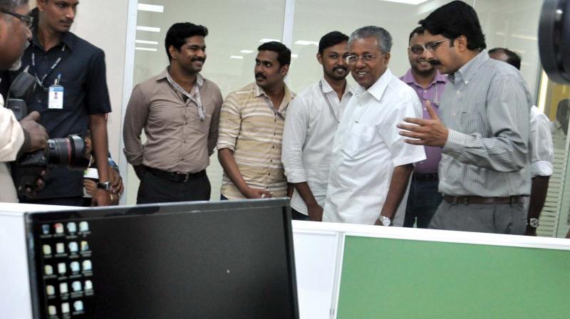 Chief Minister Pinarayi Vijayan and IT secretary M. Sivasankar at the inauguration of Infopark 2nd phase at Kakkanad on Sunday. (Photo: DC) Chief Minister Pinarayi Vijayan and IT secretary M. Sivasankar at the inauguration of Infopark 2nd phase at Kakkanad on Sunday. (Photo: DC)