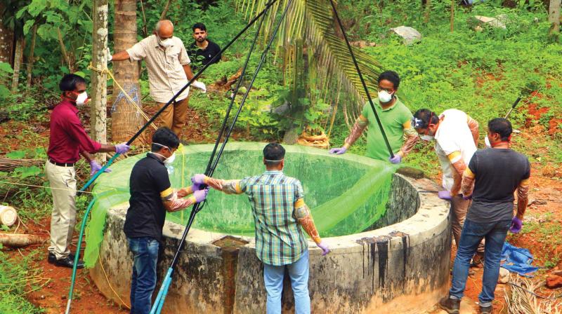 Net spread on the well at the house of Moosa at Soopikada in Perambra which is the epicenter of Nipah virus. —DC Net spread on the well at the house of Moosa at Soopikada in Perambra which is the epicenter of Nipah virus. —DC