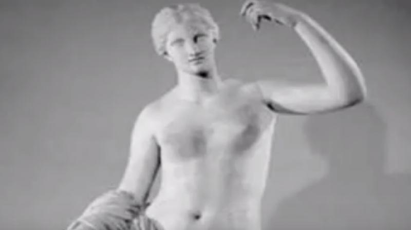 The thumb was knocked clean off the statue and fell to the floor intact. The statue has now been restored. (Photo: Videograb) The thumb was knocked clean off the statue and fell to the floor intact. The statue has now been restored. (Photo: Videograb)