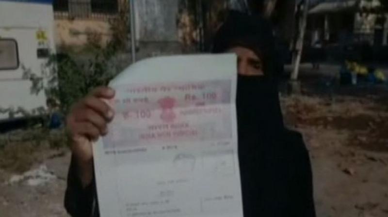 The woman, Shabnam, said on Monday that she was caught unawares when she received the divorce papers on Rs 100 stamp paper. (Photo: ANI) The woman, Shabnam, said on Monday that she was caught unawares when she received the divorce papers on Rs 100 stamp paper. (Photo: ANI)