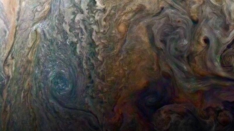 The NASA’s spacecraft Juno, orbiting around Jupiter, acquired the image of a “Dark Spot” through the JunoCam on Feb. 2, 2017 (Photo: NASA) The NASA’s spacecraft Juno, orbiting around Jupiter, acquired the image of a “Dark Spot” through the JunoCam on Feb. 2, 2017 (Photo: NASA)