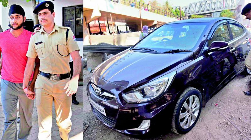 Cricketer Harpeet Singh drove his car on to platform no.1 of Andheri railway station around 7.20 am in Mumbai on Monday. (Photo: PTI) Cricketer Harpeet Singh drove his car on to platform no.1 of Andheri railway station around 7.20 am in Mumbai on Monday. (Photo: PTI)