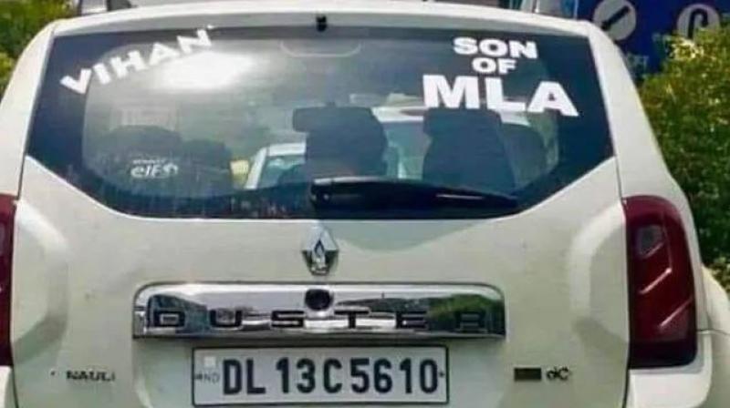 The Akali Dal legislator had retweeted a picture of a white Duster car on July 15 with a sticker 'Son of MLA' on it and had claimed that it belonged to the Speaker's son. (Photo: mssirsa | Twitter) The Akali Dal legislator had retweeted a picture of a white Duster car on July 15 with a sticker 'Son of MLA' on it and had claimed that it belonged to the Speaker's son. (Photo: mssirsa | Twitter)