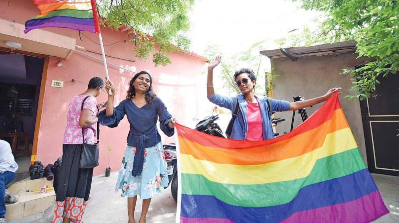 LGBTQ community members celebrate after the Supreme Court verdict which decriminalises consensual gay sex, in Mumbai. (Photo: PTI) LGBTQ community members celebrate after the Supreme Court verdict which decriminalises consensual gay sex, in Mumbai. (Photo: PTI)