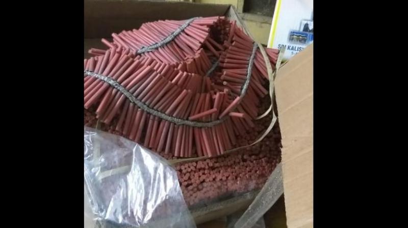 According to police, 625 kilogram of firecrackers were seized from Sadar Bazar, 11.1 kg firecrackers and 7.9 kg firecrackers were seized by teams from Subzi Mandi and Burari police stations. (Photo: Twitter | ANI) According to police, 625 kilogram of firecrackers were seized from Sadar Bazar, 11.1 kg firecrackers and 7.9 kg firecrackers were seized by teams from Subzi Mandi and Burari police stations. (Photo: Twitter | ANI)