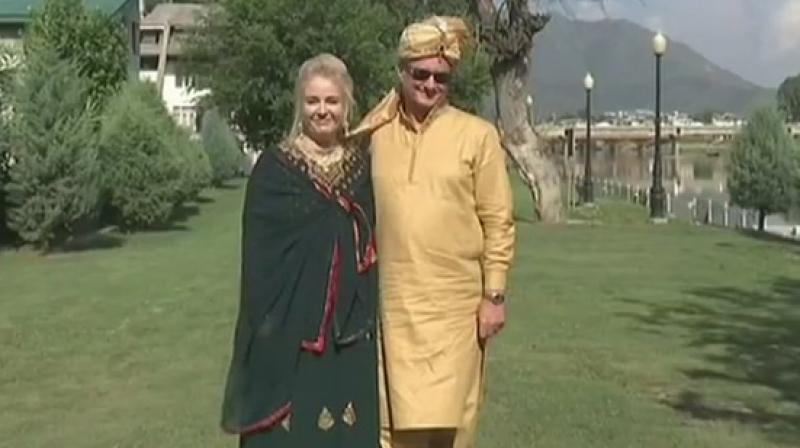 The couple, Bata and Wlodek, chose to dress up in traditional attires for the occasion. (Photo: ANI) The couple, Bata and Wlodek, chose to dress up in traditional attires for the occasion. (Photo: ANI)