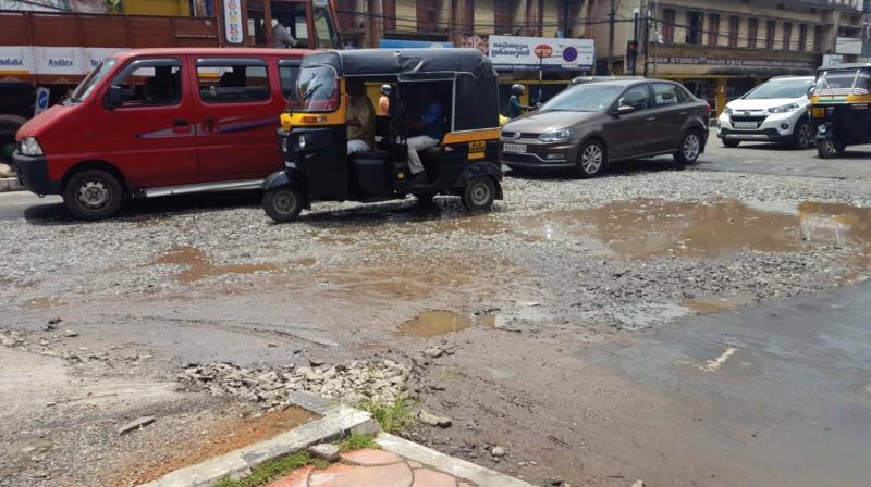 The Ulloor-Medical College Road in a pitiable condition. The Ulloor-Medical College Road in a pitiable condition.