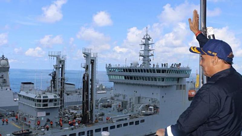 Singh also interacted with the personnel of the Indian Navy's Sword Arm, the Western Fleet. (Photo: ANI) Singh also interacted with the personnel of the Indian Navy's Sword Arm, the Western Fleet. (Photo: ANI)