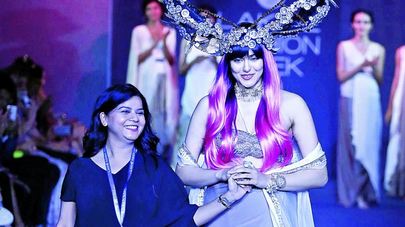 Pinkey Agarwal with her show stopper Adah Sharma. Pinkey Agarwal with her show stopper Adah Sharma.