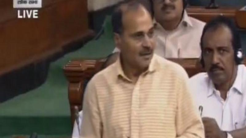 ‘Puducherry Lt Governor Kiran Bedi in a tweet has humiliated the people of Tamil Nadu and Puducherry in such an outrageous manner that the House should adopt a resolution to remove her from the post. This is our demand,’ said Chowdhury while speaking in the Lok Sabha. (Photo: ANI) ‘Puducherry Lt Governor Kiran Bedi in a tweet has humiliated the people of Tamil Nadu and Puducherry in such an outrageous manner that the House should adopt a resolution to remove her from the post. This is our demand,’ said Chowdhury while speaking in the Lok Sabha. (Photo: ANI)