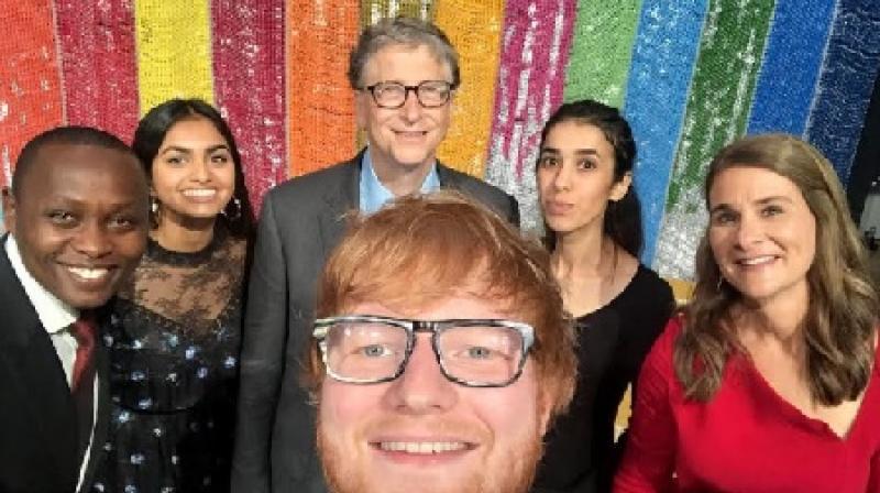 Bill Gates and Melinda Gates with Dysmus Kisilu, Amika George and Nadia Murad - the recipients of Goalkeepers Award for the year 2018 along with Grammy-winning Singer Ed Sheeran during The Goalkeepers 2018 Global Goals Awards, hosted by the Bill and Melin. Bill Gates and Melinda Gates with Dysmus Kisilu, Amika George and Nadia Murad - the recipients of Goalkeepers Award for the year 2018 along with Grammy-winning Singer Ed Sheeran during The Goalkeepers 2018 Global Goals Awards, hosted by the Bill and Melin.