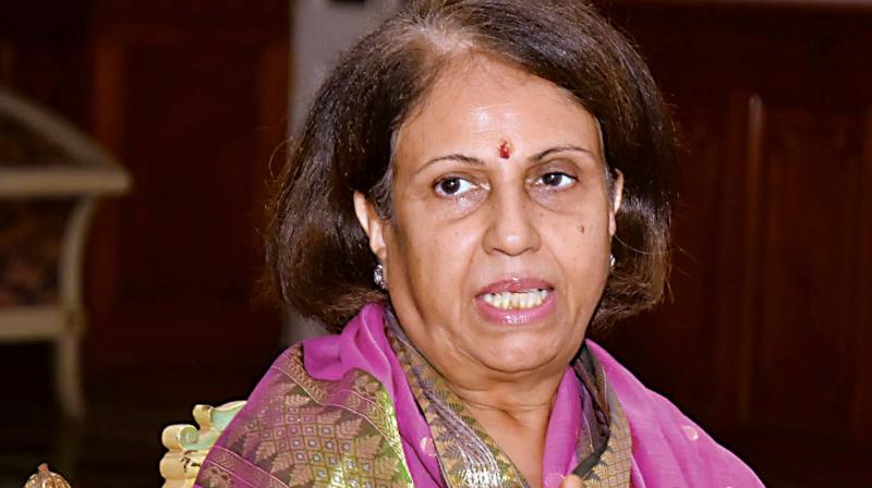 Rajmatha Pramoda Devi Wadiyar addresses the media in Mysuru on Saturday. Rajmatha Pramoda Devi Wadiyar addresses the media in Mysuru on Saturday.