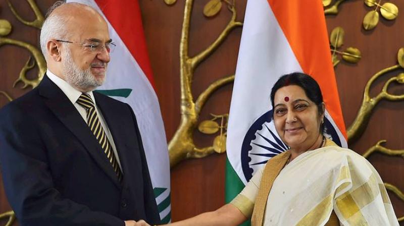External Affairs Minister Sushma Swaraj shakes hands with his Iraqi counterpart, Ibrahim al-Jaafari before a meeting in New Delhi (Photo: PTI) External Affairs Minister Sushma Swaraj shakes hands with his Iraqi counterpart, Ibrahim al-Jaafari before a meeting in New Delhi (Photo: PTI)