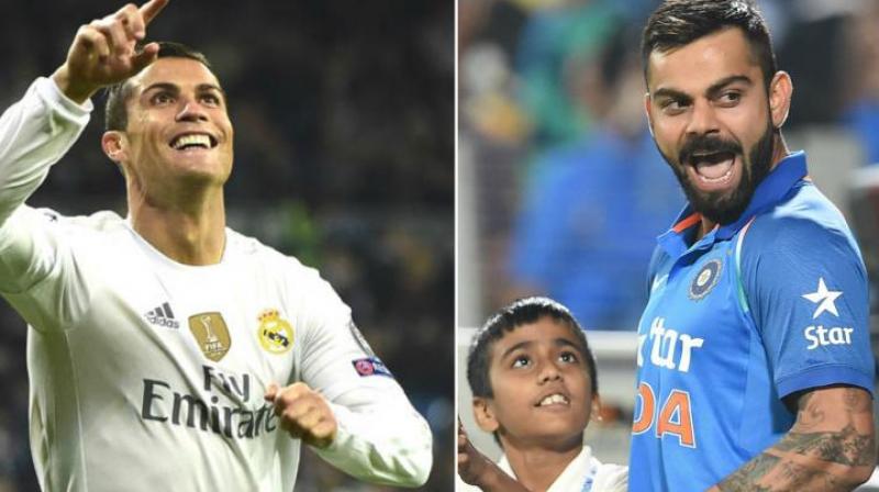 Joining the never-ending Messi vs Ronaldo debate, Kohli said for him, the Portuguese captain has had a better career than the Barcelona talisman. (Photo: AFP/AP) Joining the never-ending Messi vs Ronaldo debate, Kohli said for him, the Portuguese captain has had a better career than the Barcelona talisman. (Photo: AFP/AP)