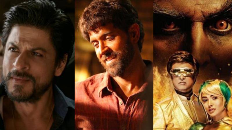 Shah Rukh Khan in 'Raees', Hrithik Roshan in 'Super 30', Akshay Kumar, Rajinikanth and Amy Jackson on '2.0' poster. Shah Rukh Khan in 'Raees', Hrithik Roshan in 'Super 30', Akshay Kumar, Rajinikanth and Amy Jackson on '2.0' poster.