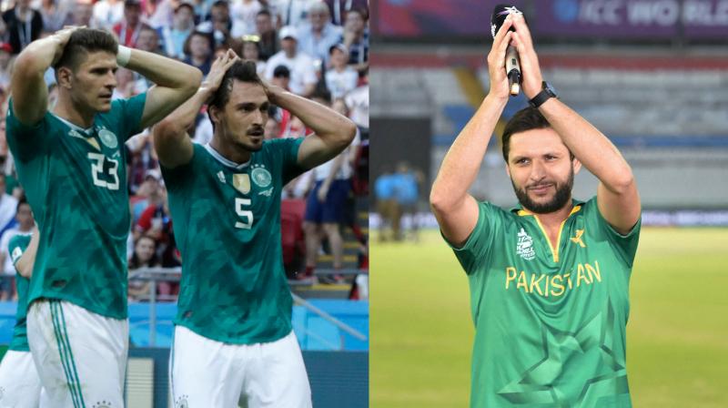 Former Pakistan cricket team skipper Shahid Afridi, who seemed to be supporting the Die Mannschaft, had a message for the team following their embarrassing display.(Photo: AP/PTI) Former Pakistan cricket team skipper Shahid Afridi, who seemed to be supporting the Die Mannschaft, had a message for the team following their embarrassing display.(Photo: AP/PTI)