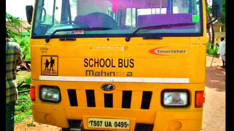 The bus that crushed the 21-month-old on Monday morning. The bus that crushed the 21-month-old on Monday morning.