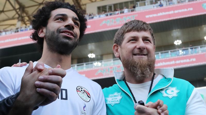 Ramzan Kadyrov asked Salah to accompany him back to the stadium, where the two posed for photos and greeted the 5,000 fans watching Egypt practice. (Photo: AP) Ramzan Kadyrov asked Salah to accompany him back to the stadium, where the two posed for photos and greeted the 5,000 fans watching Egypt practice. (Photo: AP)